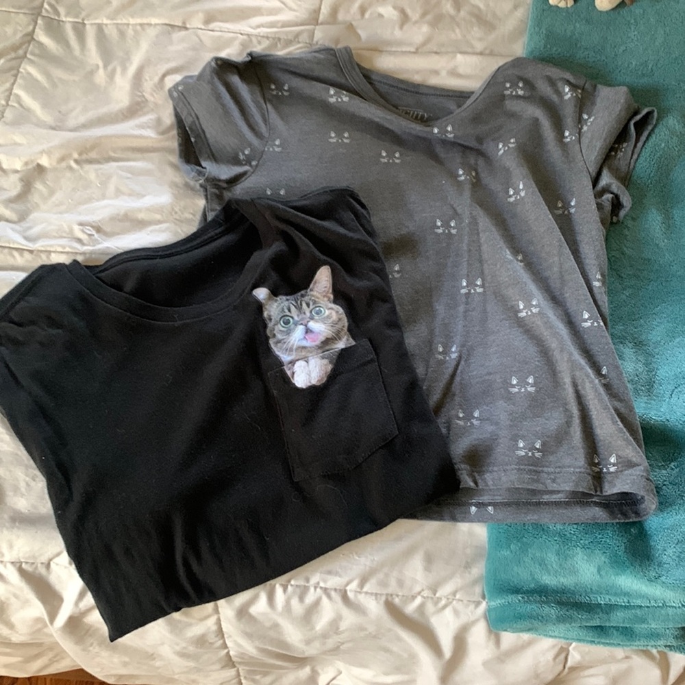 Lot of two cat shirts size medium